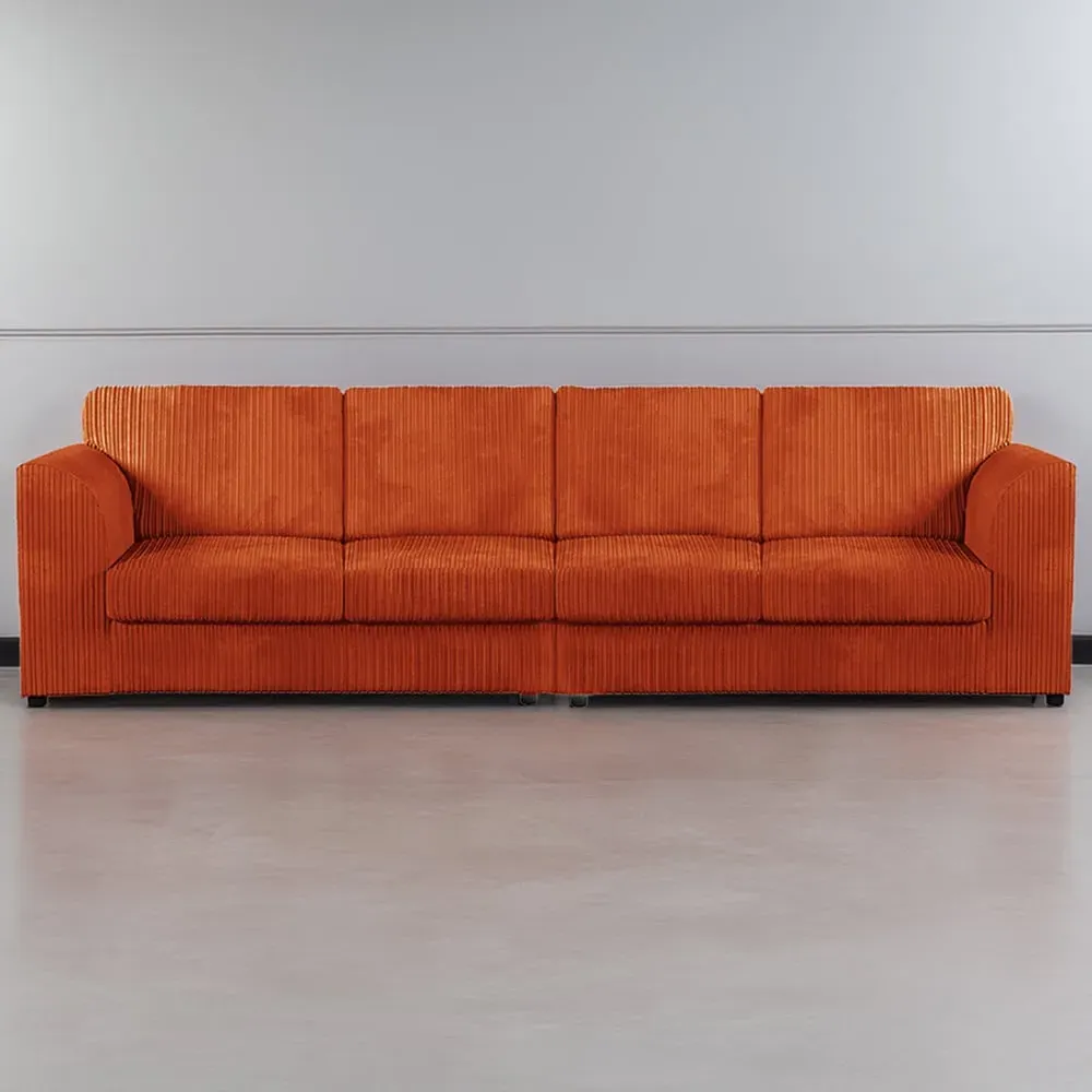 4-Seater Full Back Sofa - Orange, Jumbo Cord image