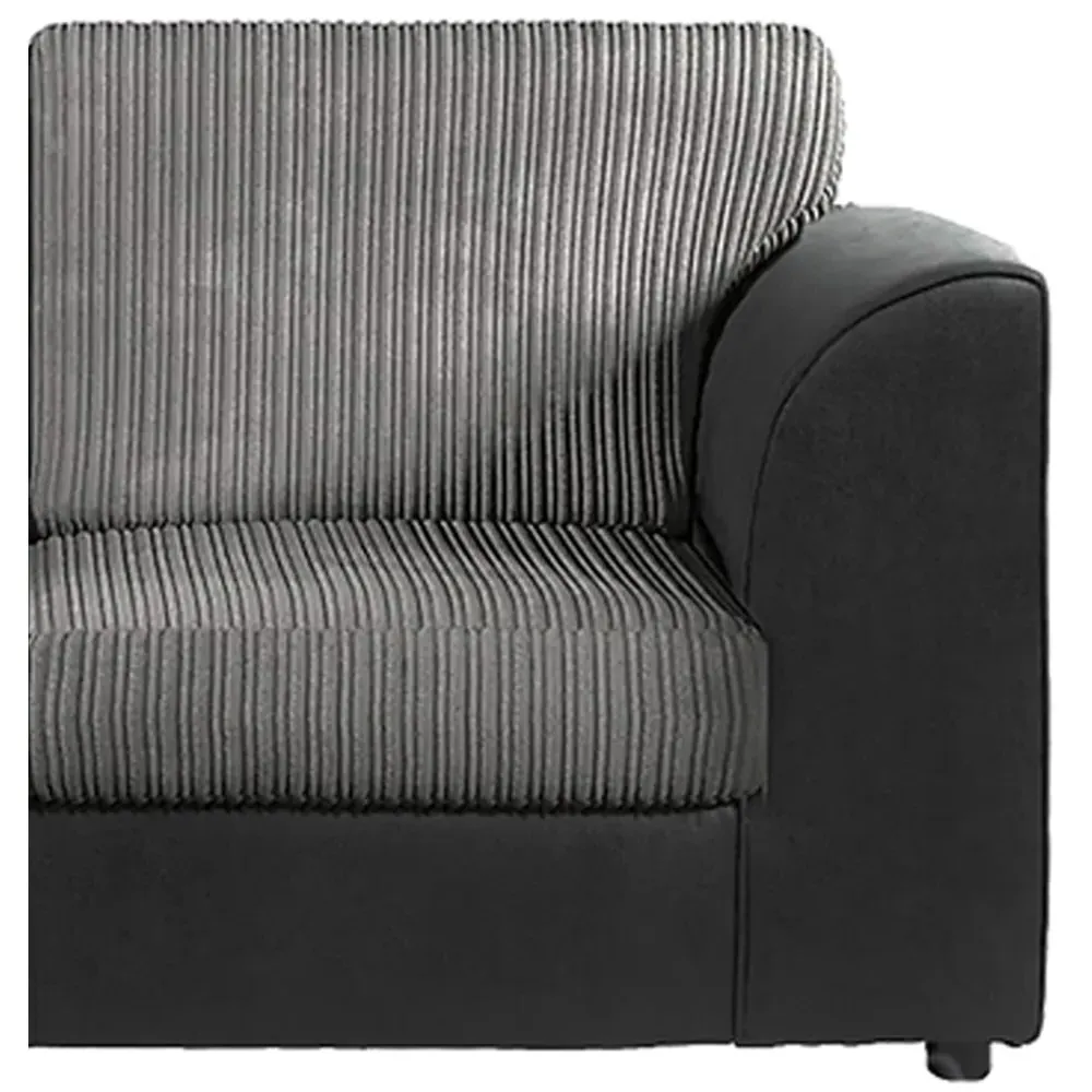 4-Seater Full Back Sofa Suite - Black and Grey, Jumbo Cord