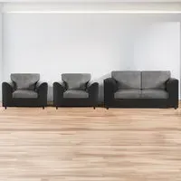 4-Seater Full Back Sofa Suite - Black and Grey, Jumbo Cord