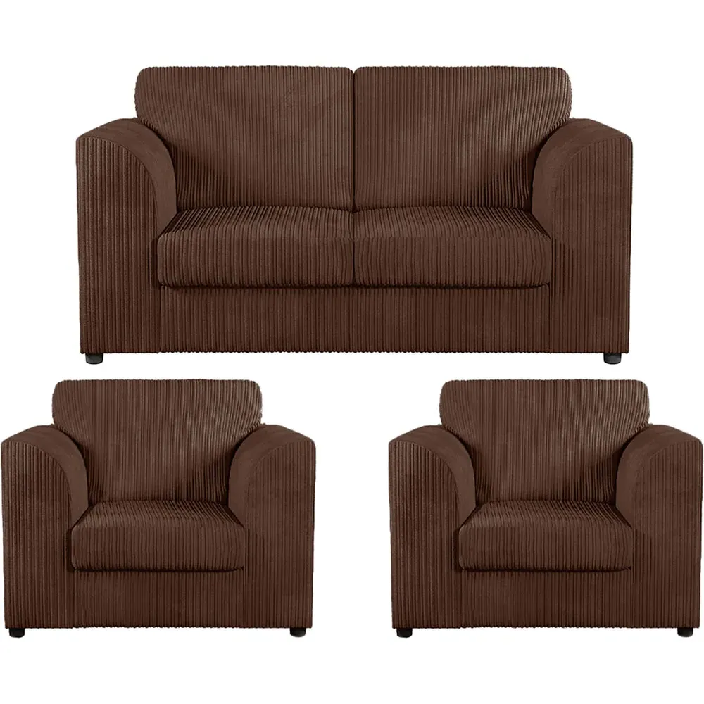4-Seater Full Back Sofa Suite - Chocolate, Jumbo Cord