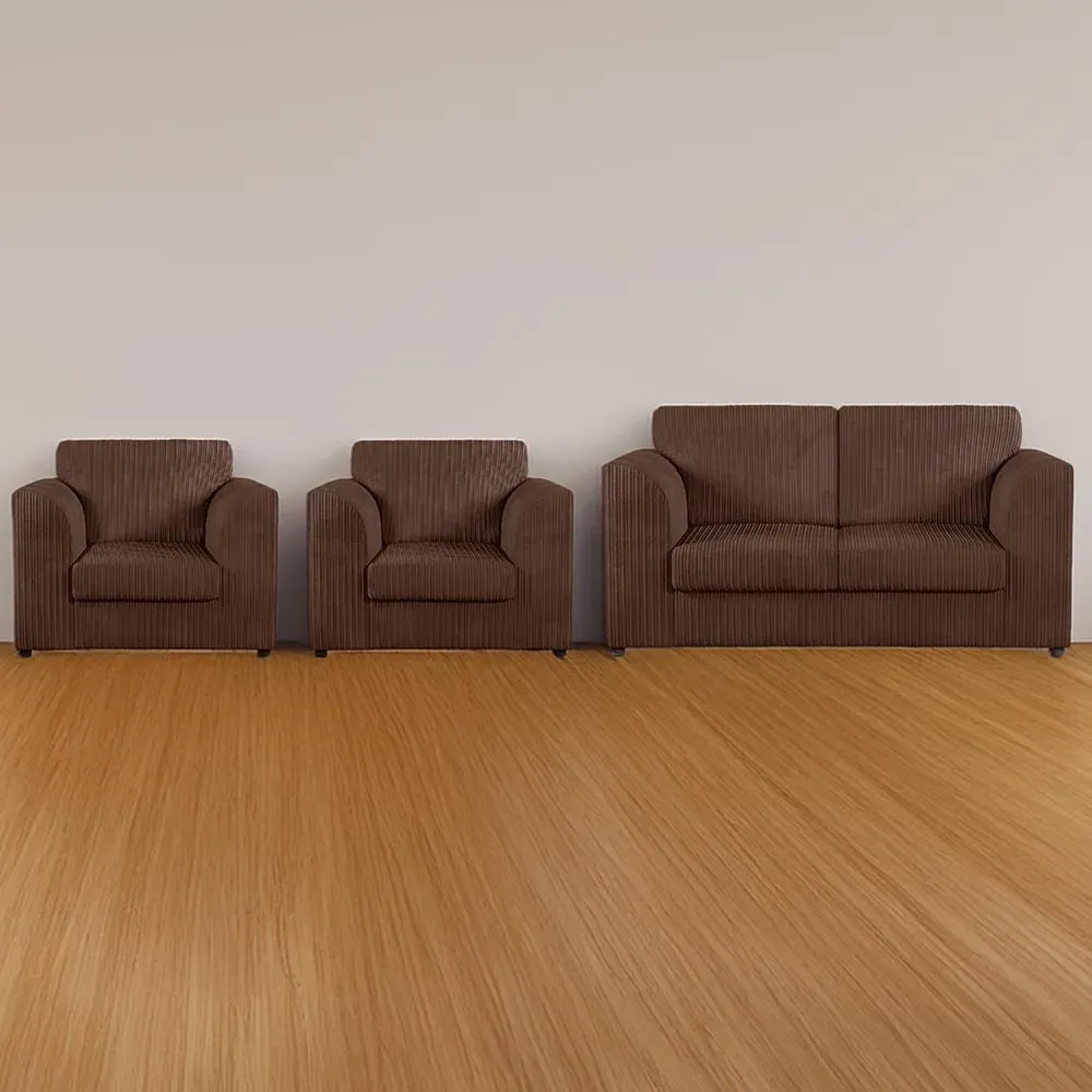 4-Seater Full Back Sofa Suite - Chocolate, Jumbo Cord