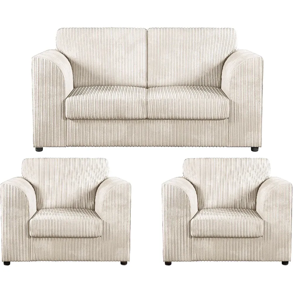 4-Seater Full Back Sofa Suite - Cream, Jumbo Cord