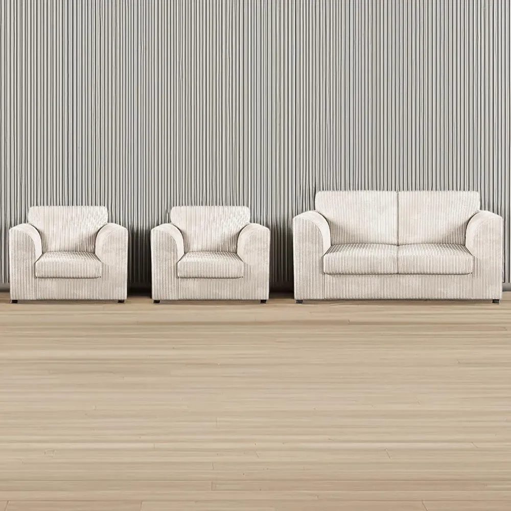 4-Seater Full Back Sofa Suite - Cream, Jumbo Cord