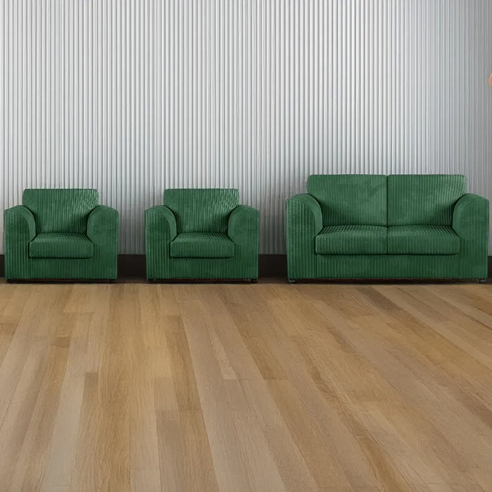 4-Seater Full Back Sofa Suite - Green, Jumbo Cord