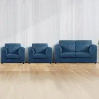 4-Seater Full Back Sofa Suite - Marine Blue, Jumbo Cord