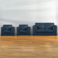 4-Seater Full Back Sofa Suite - Navy Blue, Jumbo Cord