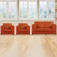 4-Seater Full Back Sofa Suite - Orange, Jumbo Cord