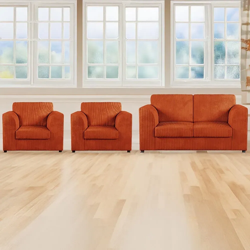 4-Seater Full Back Sofa Suite - Orange, Jumbo Cord