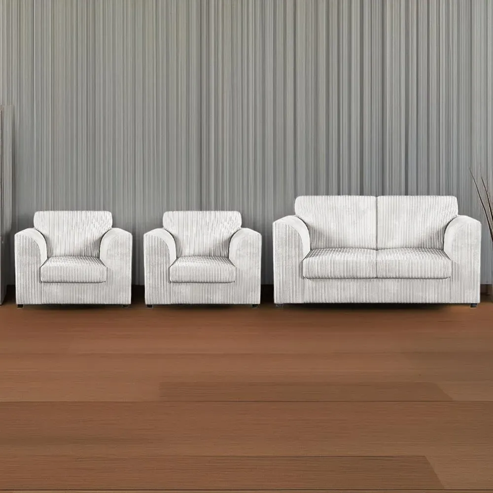 4-Seater Full Back Sofa Suite - Silver, Jumbo Cord