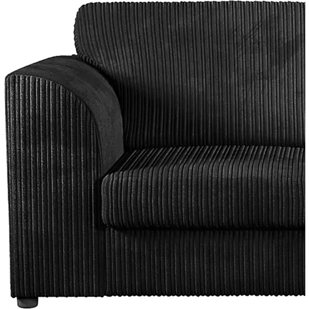 4-Seater L-Shaped Corner Sofa Left Hand - Black, Jumbo Cord