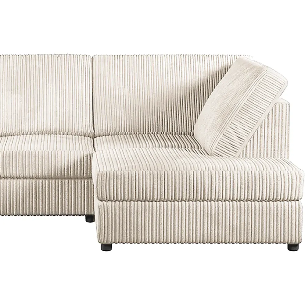 4-Seater L-Shaped Corner Sofa Left Hand - Cream, Jumbo Cord