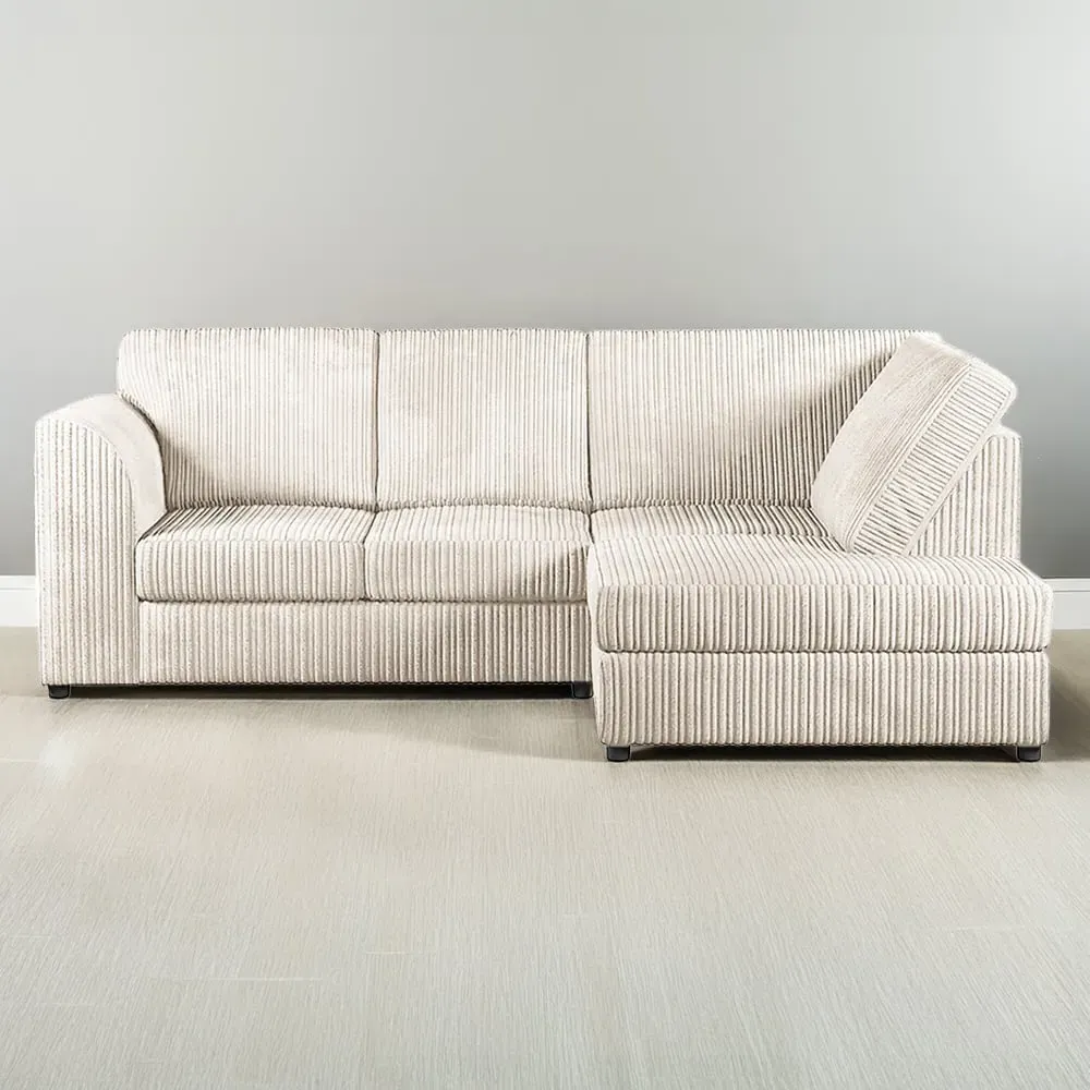 4-Seater L-Shaped Corner Sofa Left Hand - Cream, Jumbo Cord