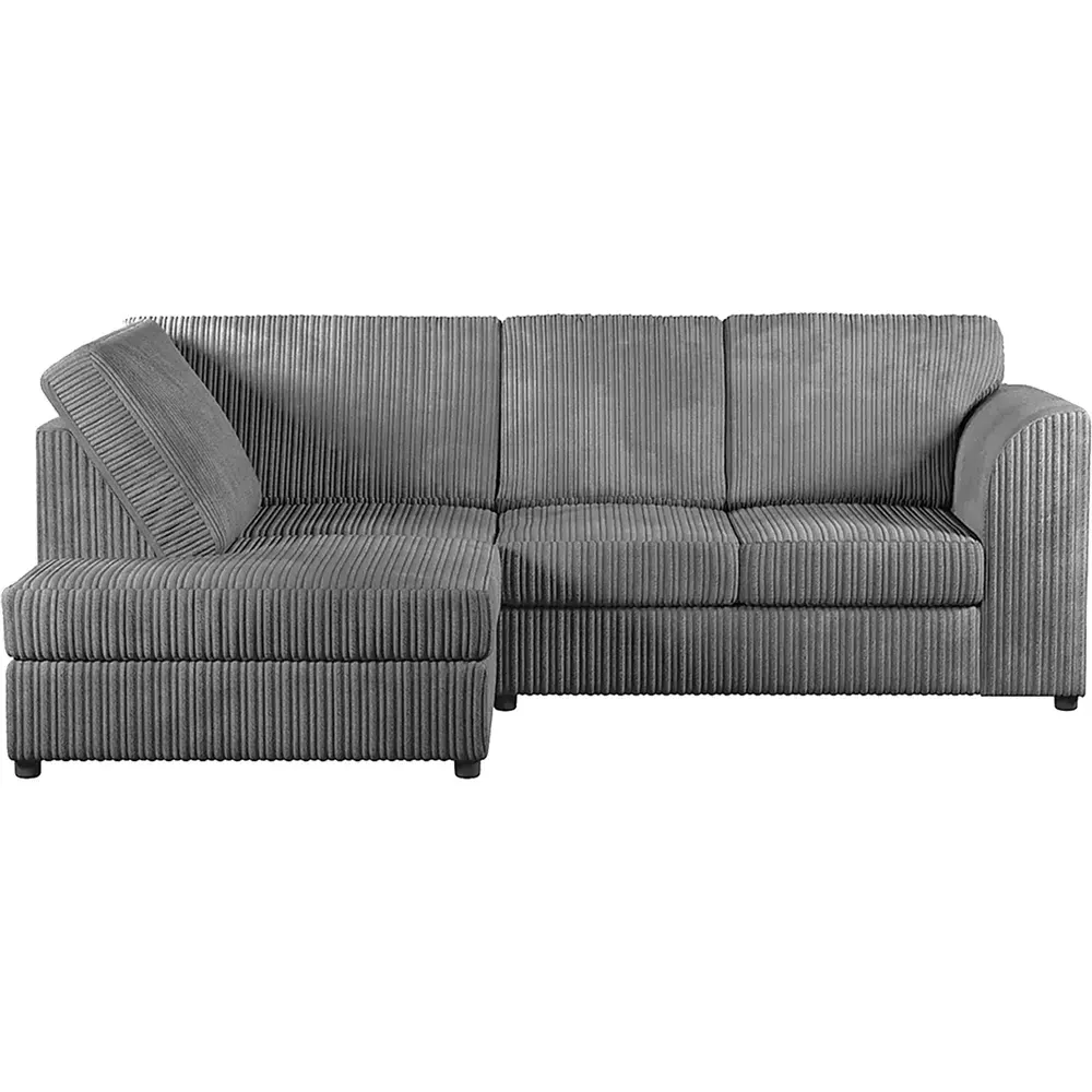 4-Seater L-Shaped Corner Sofa Right Hand - Grey, Jumbo Cord