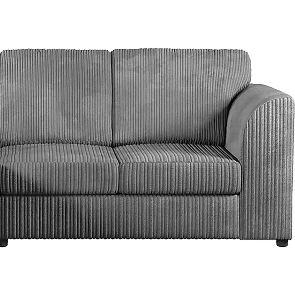 4-Seater L-Shaped Corner Sofa Right Hand - Grey, Jumbo Cord