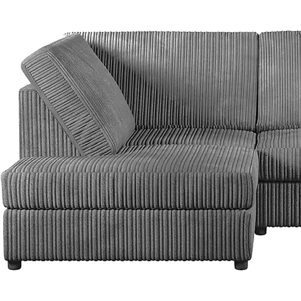 4-Seater L-Shaped Corner Sofa Right Hand - Grey, Jumbo Cord