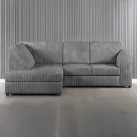 4-Seater L-Shaped Corner Sofa Right Hand - Grey, Jumbo Cord