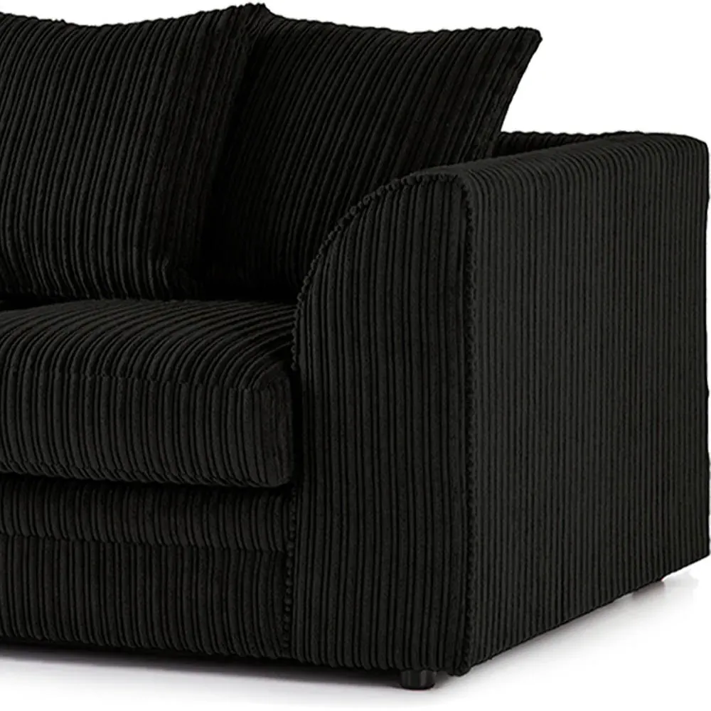 4-Seater L-Shaped Corner Sofa with Scatter Back - Black, Cord