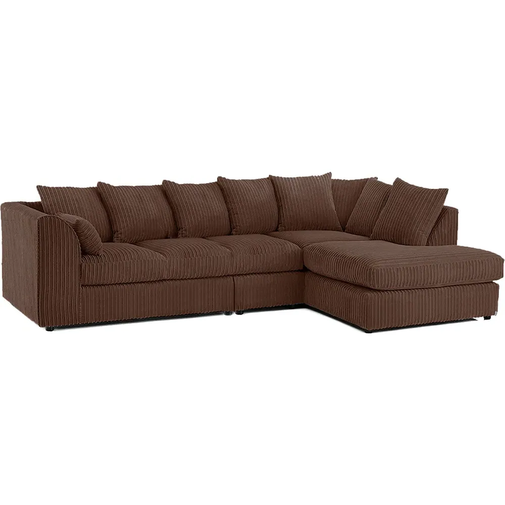 4-Seater L-Shaped Corner Sofa with Scatter Back - Brown, Cord