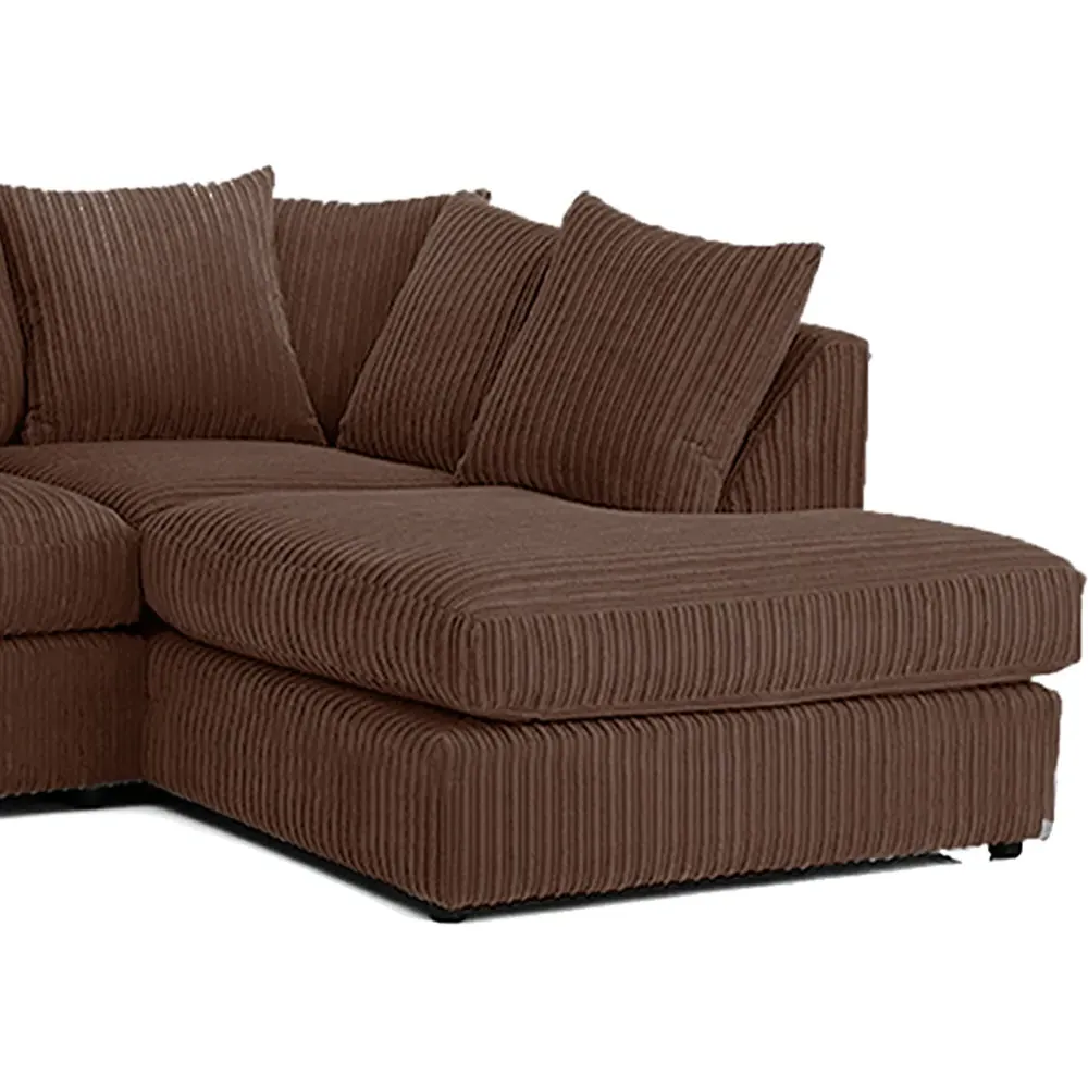 4-Seater L-Shaped Corner Sofa with Scatter Back - Brown, Cord