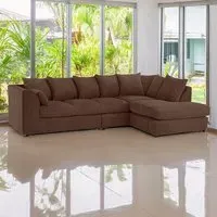 4-Seater L-Shaped Corner Sofa with Scatter Back - Brown, Cord