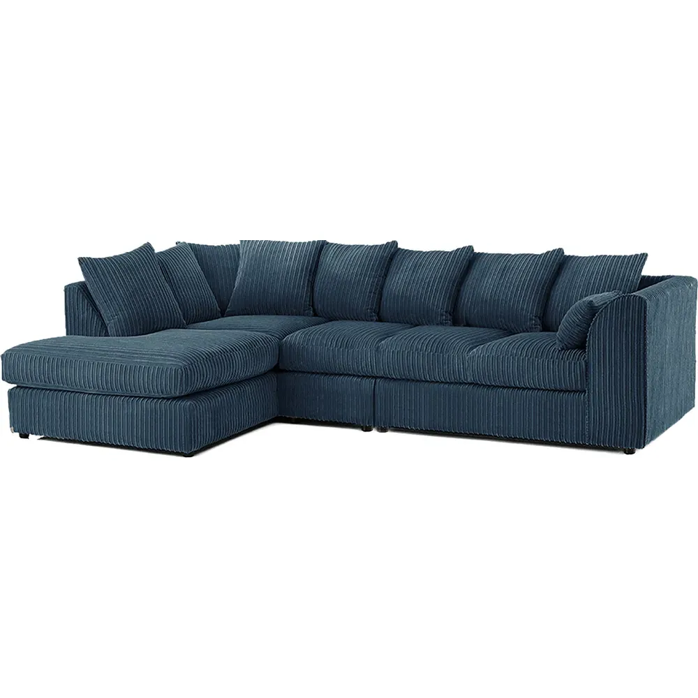 4-Seater L-Shaped Corner Sofa with Scatter Back - Navy, Cord