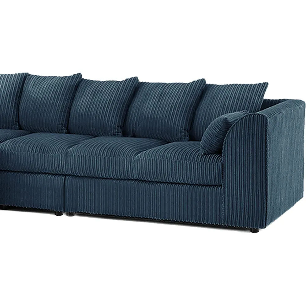 4-Seater L-Shaped Corner Sofa with Scatter Back - Navy, Cord