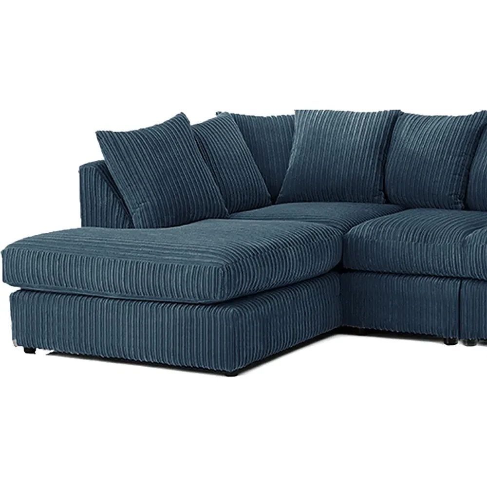 4-Seater L-Shaped Corner Sofa with Scatter Back - Navy, Cord