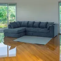 4-Seater L-Shaped Corner Sofa with Scatter Back - Navy, Cord