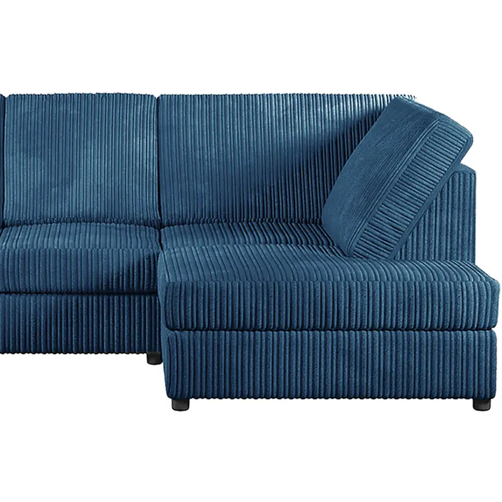 4-Seater L-Shaped Left Hand Corner Sofa - Marine Blue, Cord