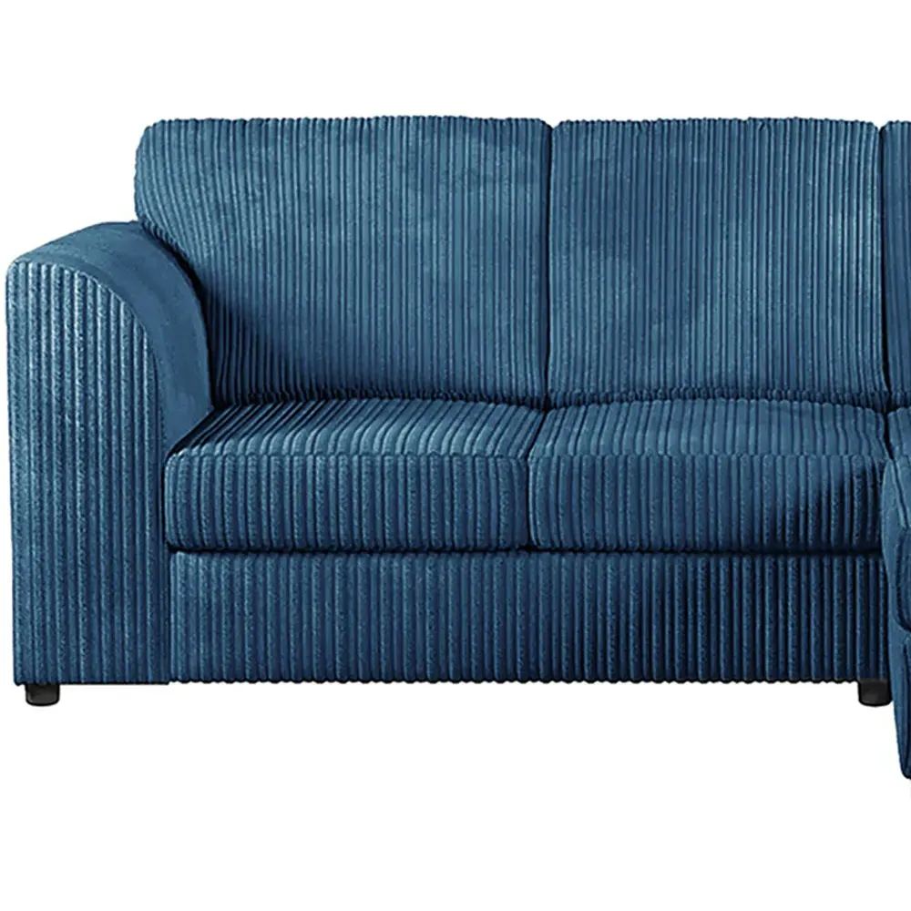 4-Seater L-Shaped Left Hand Corner Sofa - Marine Blue, Cord