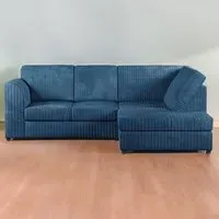 4-Seater L-Shaped Left Hand Corner Sofa - Marine Blue, Cord
