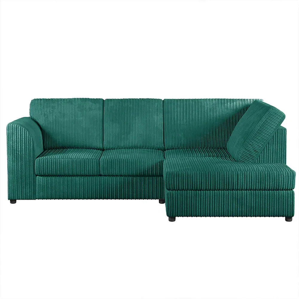 4-Seater L-Shaped Left Hand Corner Sofa - Teal, Cord