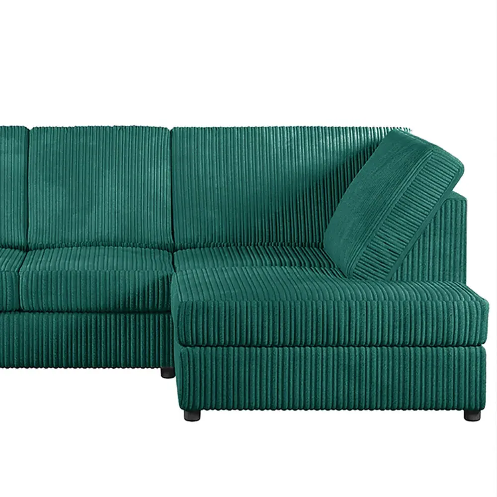 4-Seater L-Shaped Left Hand Corner Sofa - Teal, Cord
