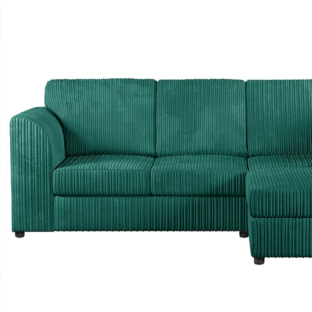 4-Seater L-Shaped Left Hand Corner Sofa - Teal, Cord