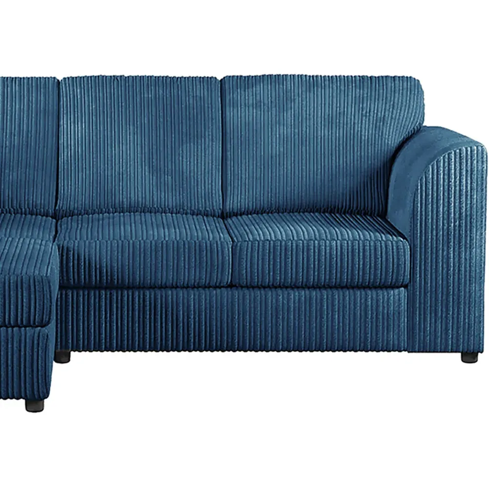 4-Seater L-Shaped Right Hand Corner Sofa - Marine Blue, Cord