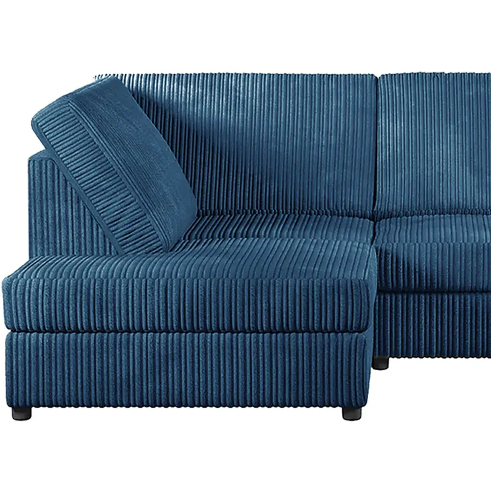 4-Seater L-Shaped Right Hand Corner Sofa - Marine Blue, Cord