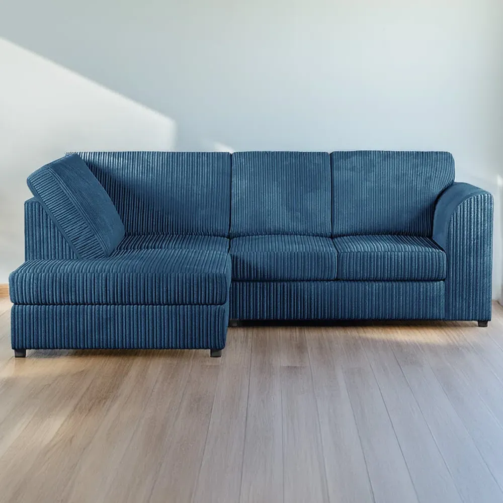 4-Seater L-Shaped Right Hand Corner Sofa - Marine Blue, Cord