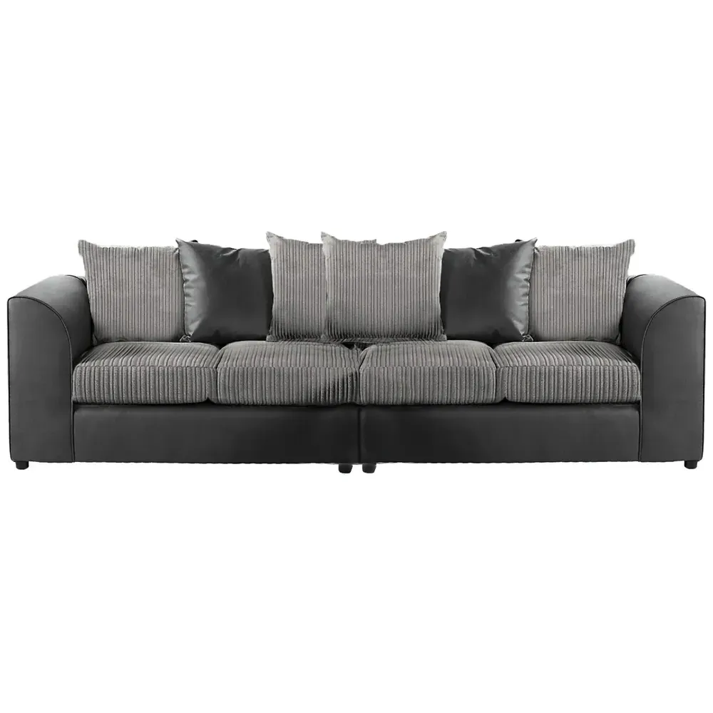 4-Seater Scatter Back Sofa - Black and Grey, Jumbo Cord
