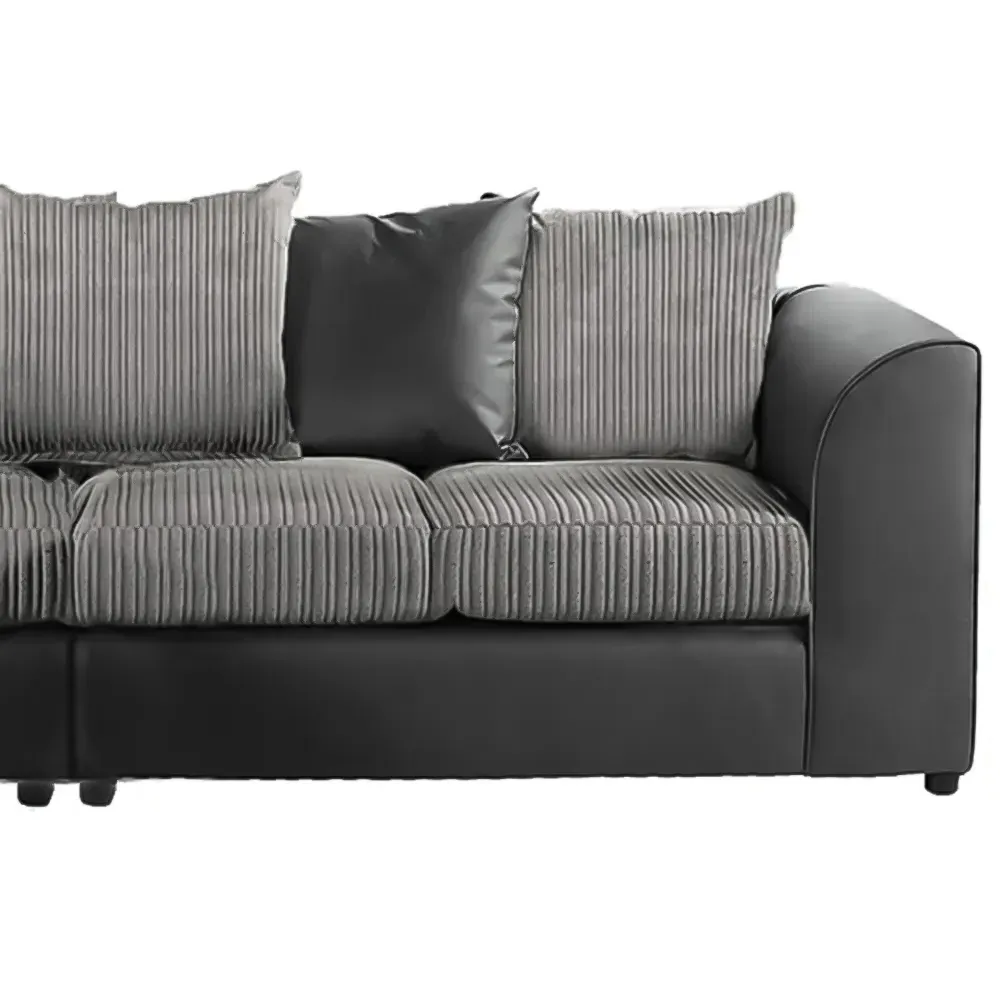 4-Seater Scatter Back Sofa - Black and Grey, Jumbo Cord