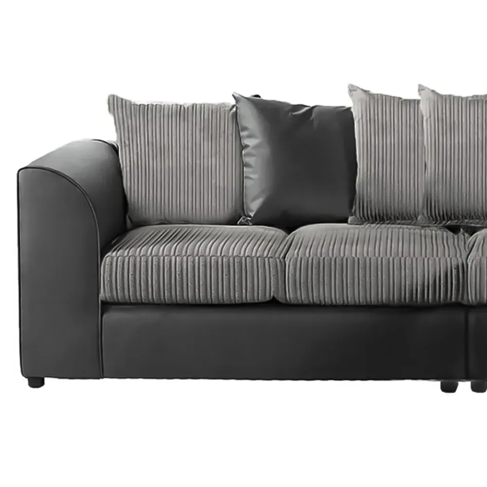 4-Seater Scatter Back Sofa - Black and Grey, Jumbo Cord