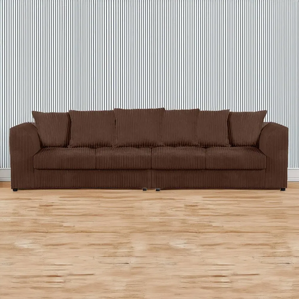 4-Seater Scatter Back Sofa - Chocolate, Jumbo Cord