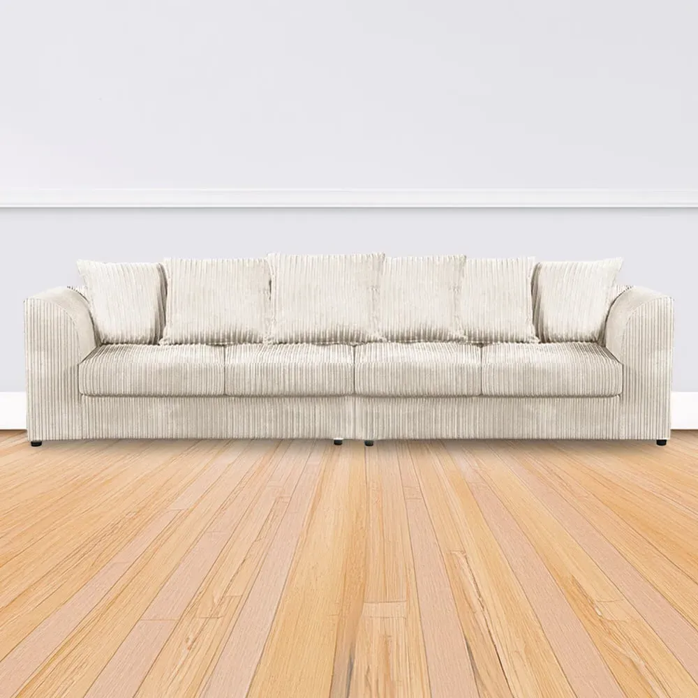 4-Seater Scatter Back Sofa - Cream, Jumbo Cord