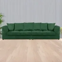 4-Seater Scatter Back Sofa - Green, Jumbo Cord