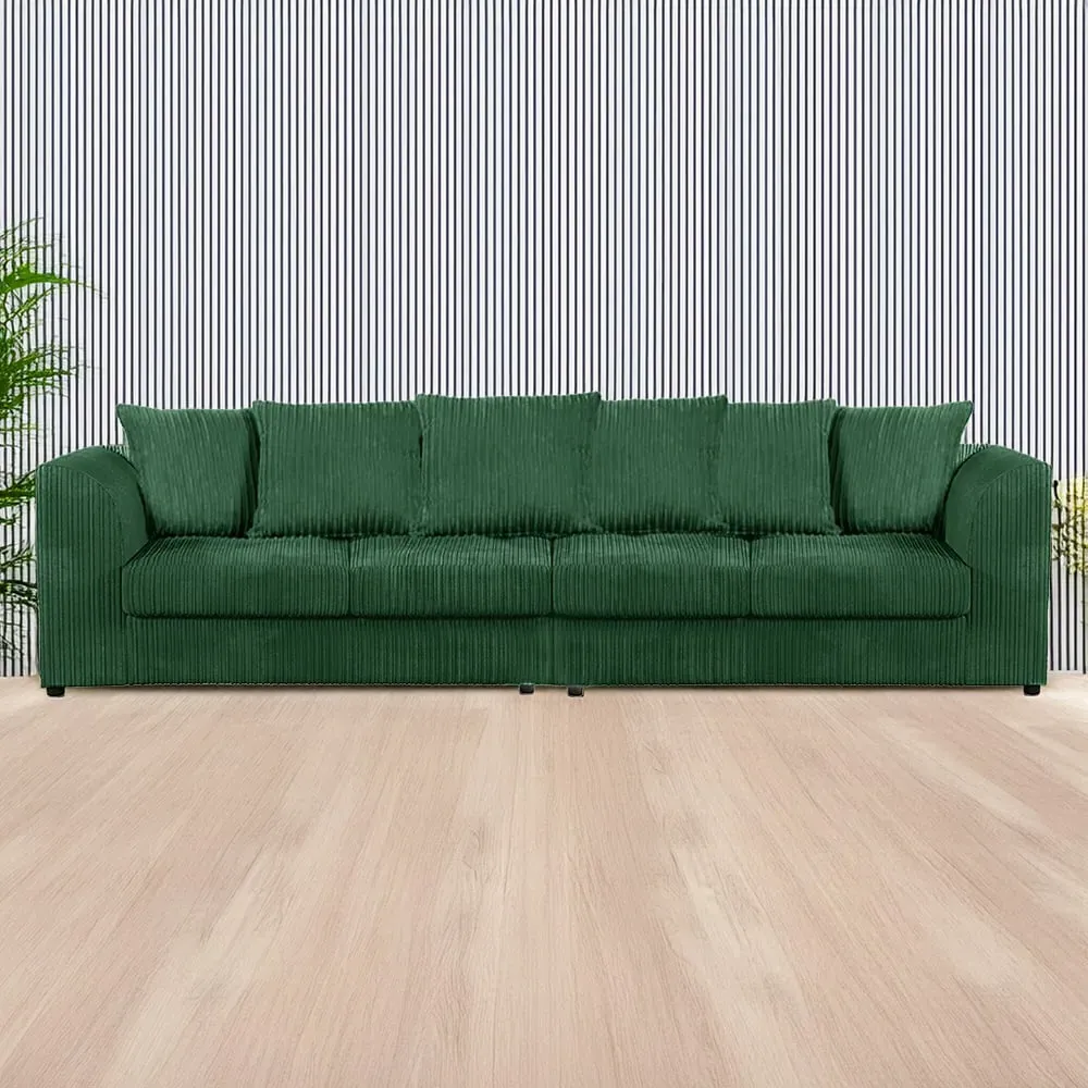 4-Seater Scatter Back Sofa - Green, Jumbo Cord
