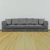 4-Seater Scatter Back Sofa - Grey, Jumbo Cord