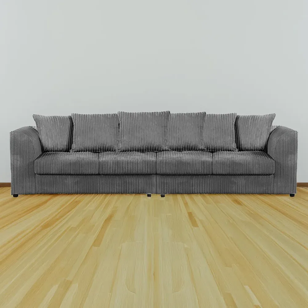 4-Seater Scatter Back Sofa - Grey, Jumbo Cord