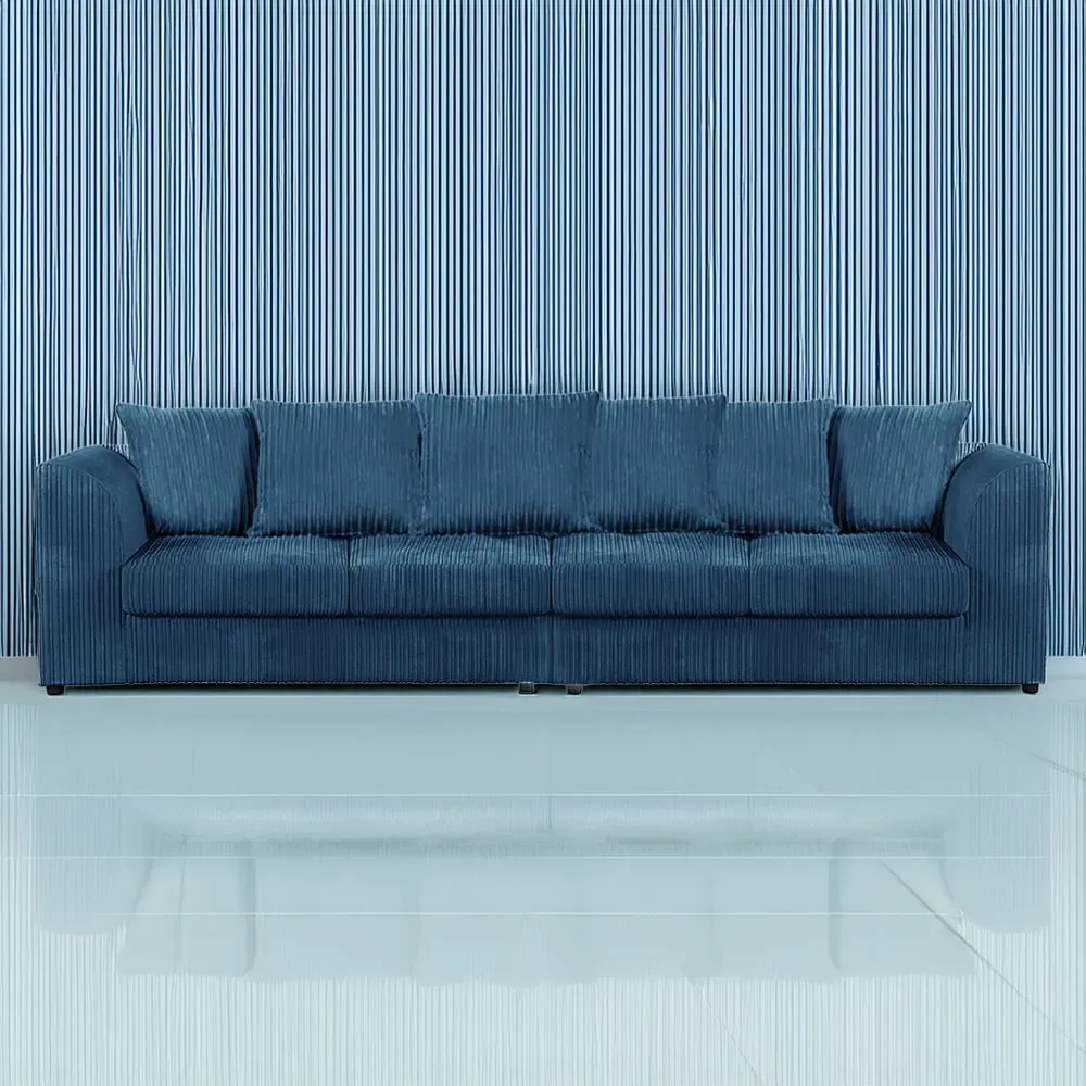 4-Seater Scatter Back Sofa - Marine Blue, Jumbo Cord