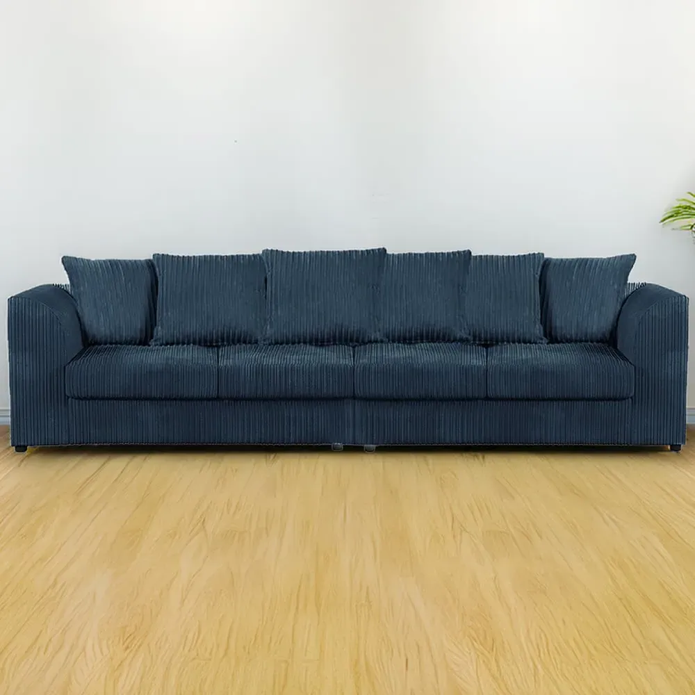 4-Seater Scatter Back Sofa - Navy Blue, Jumbo Cord