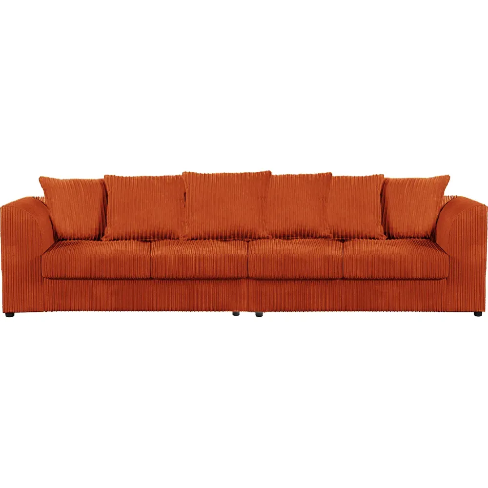 4-Seater Scatter Back Sofa - Orange, Jumbo Cord