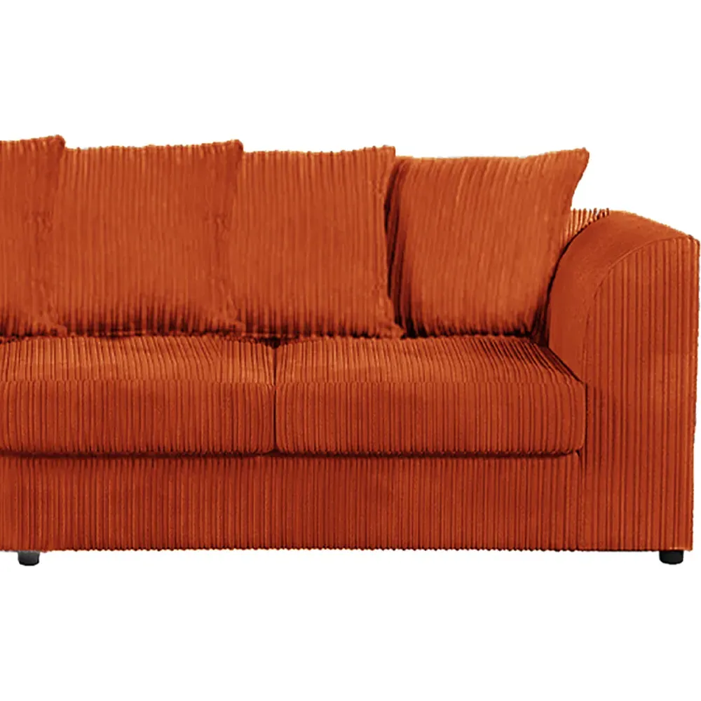 4-Seater Scatter Back Sofa - Orange, Jumbo Cord